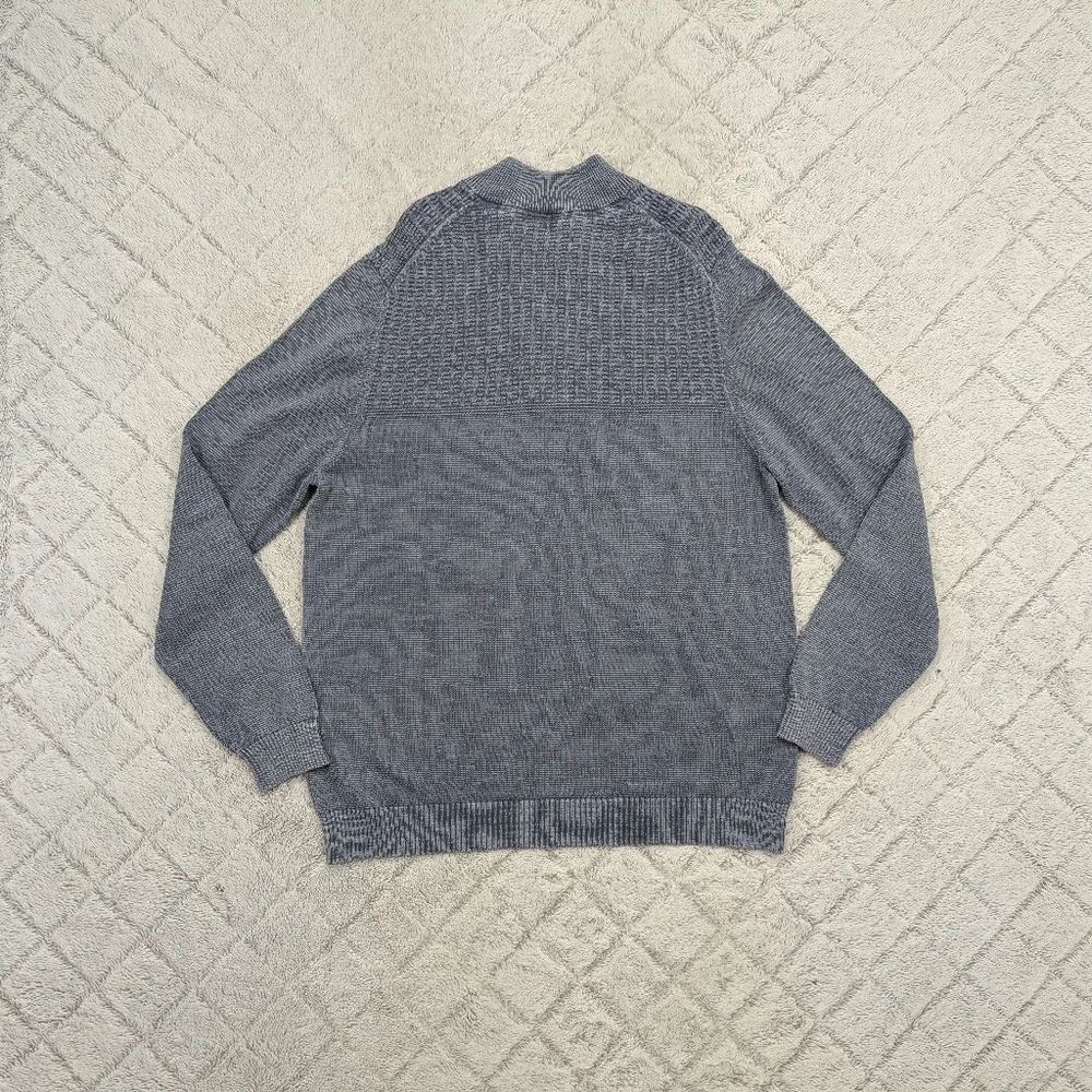 Tommy Bahama Sweater Mens XL Gray ¼ Zip Pullover Knit Cotton Casual Beach